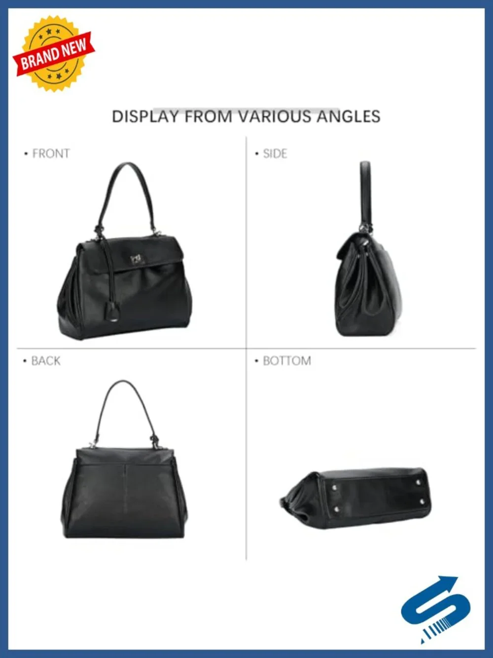 ALEX&MIA 4-Way Convertible Faux Leather Tote Shoulder Crossbody Bag Work Daily